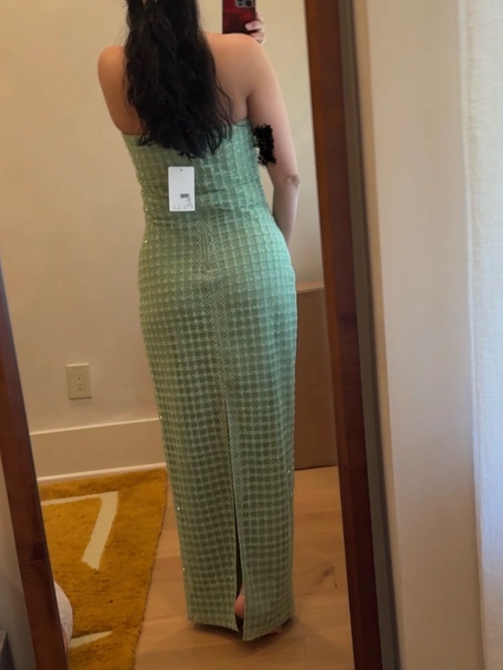 ROTATE Embellished Strapless Gown in Light Green - Picture 3 of 7